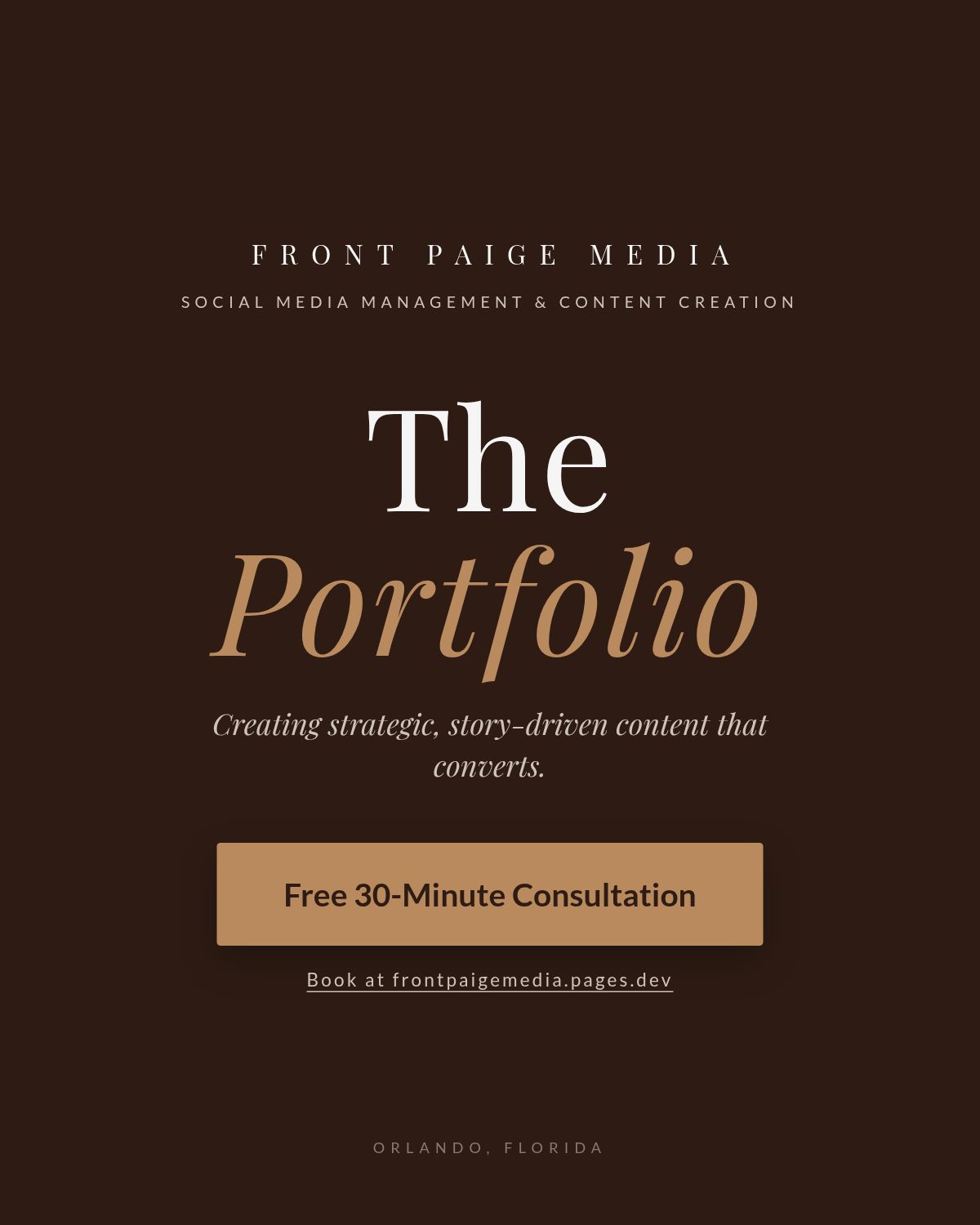 Front Paige Media portfolio, Page 1 right